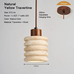 LED Natural Travertine Stone Pendant Light
