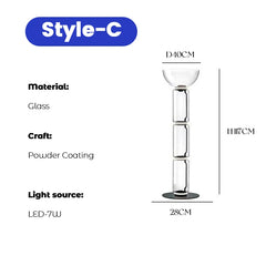 Modern Fine Glass Column Noctambule LED Floor Lamp