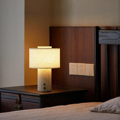 Modern Minimalist Travertine Marble Table Lamp Battery Operated