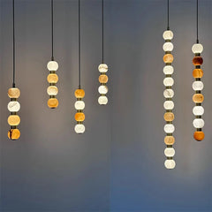 Nordic French Copper Natural Marble Pendant Light