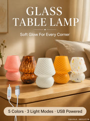 Modern Glass Battery Operated Table Lamp