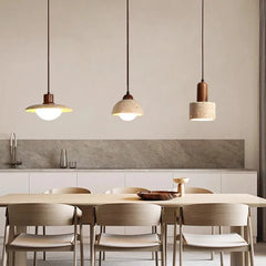 LED Natural Travertine Stone Pendant Light