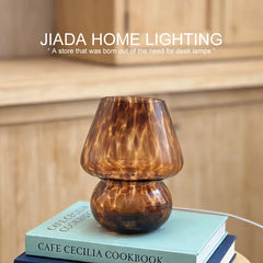 Colorful Glass Mushroom Table Lamp Battery Operated