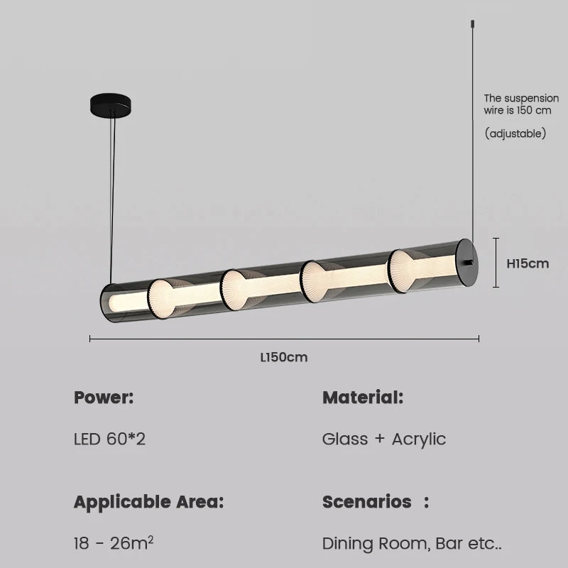 Modern Designer Modern LED Glass Linear Pendant Lamp