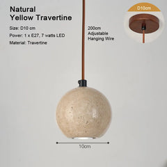 LED Natural Travertine Stone Pendant Light