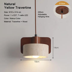 LED Natural Travertine Stone Pendant Light