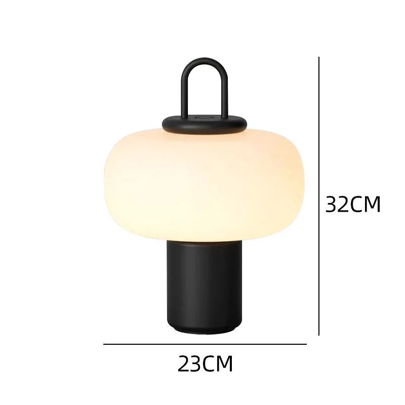 Portable Glass Minimalist Art Black Table Lamp