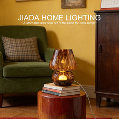 Colorful Glass Mushroom Table Lamp Battery Operated