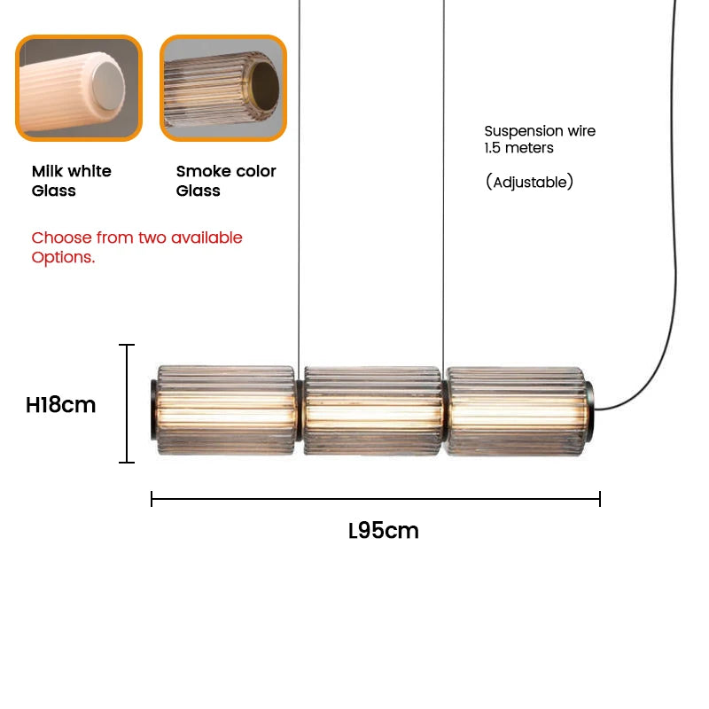 Long Stripe LED Glass Pendant Light