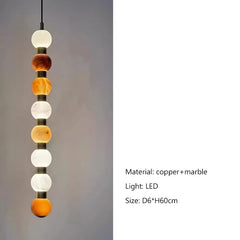 Nordic French Copper Natural Marble Pendant Light