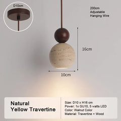 LED Natural Travertine Stone Pendant Light