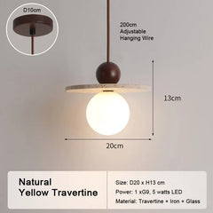 LED Natural Travertine Stone Pendant Light
