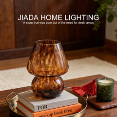 Colorful Glass Mushroom Table Lamp Battery Operated