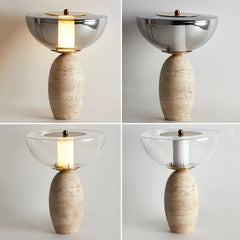 Modern Travertine Stone  LED Table Lamp