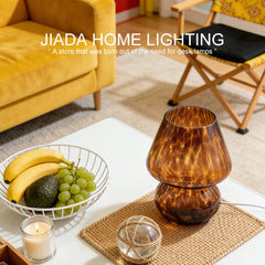 Colorful Glass Mushroom Table Lamp Battery Operated