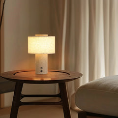 Modern Minimalist Travertine Marble Table Lamp Battery Operated