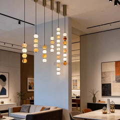 Nordic French Copper Natural Marble Pendant Light