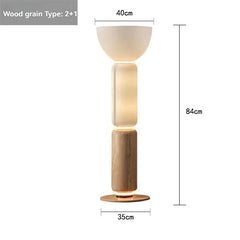 Nordic LED Glass Floor Lamp with Milky White Luster and Walnut Wood