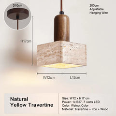 LED Natural Travertine Stone Pendant Light