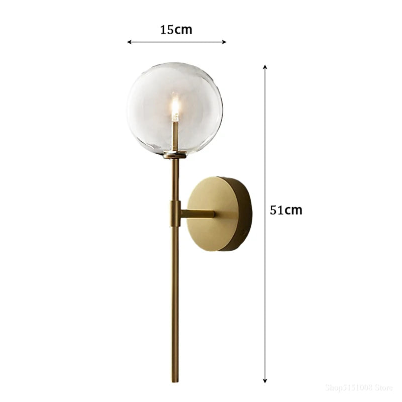Nordic Long Wall Lamp Clear Glass Ball Wall Lamp