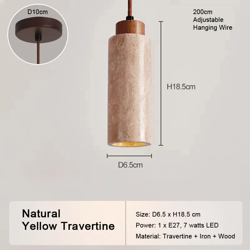 LED Natural Travertine Stone Pendant Light
