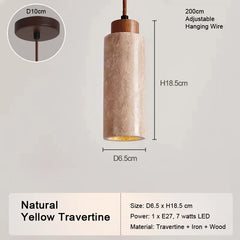 LED Natural Travertine Stone Pendant Light