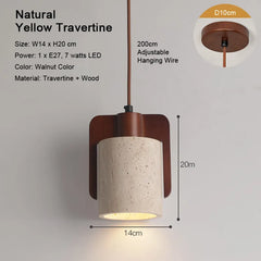 LED Natural Travertine Stone Pendant Light