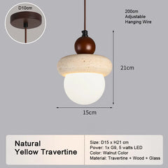 LED Natural Travertine Stone Pendant Light