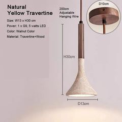 LED Natural Travertine Stone Pendant Light