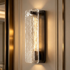 Textured Glass LED Modern Black Metal Wall Lamp
