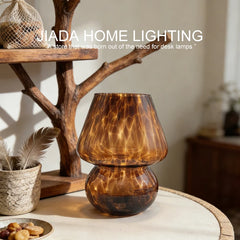 Colorful Glass Mushroom Table Lamp Battery Operated