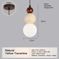 LED Natural Travertine Stone Pendant Light