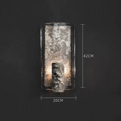 Artistic Hammered Metal Wall lamp with Solid Glass