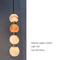 Nordic French Copper Natural Marble Pendant Light