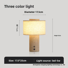 Modern Minimalist Travertine Marble Table Lamp Battery Operated