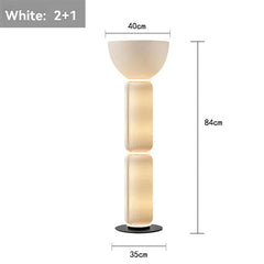 Nordic LED Glass Floor Lamp with Milky White Luster and Walnut Wood