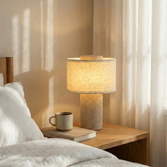 Modern Minimalist Travertine Marble Table Lamp Battery Operated