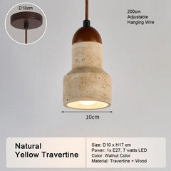 LED Natural Travertine Stone Pendant Light