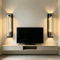 Textured Glass LED Modern Black Metal Wall Lamp
