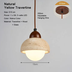 LED Natural Travertine Stone Pendant Light
