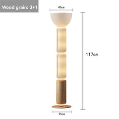 Nordic LED Glass Floor Lamp with Milky White Luster and Walnut Wood