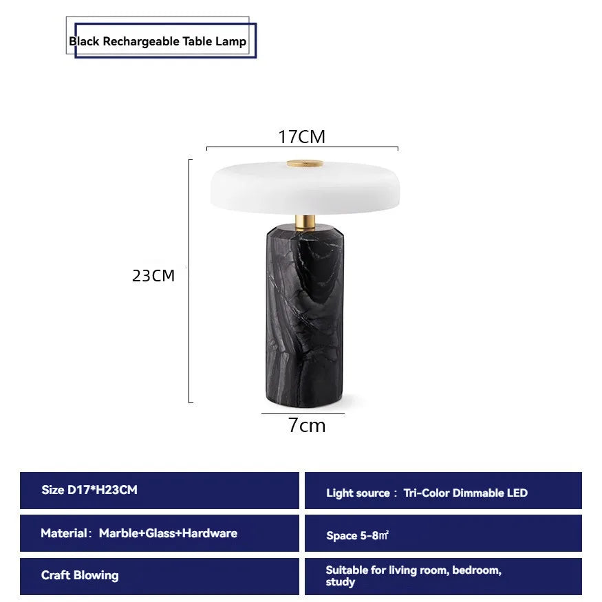 Rechargeable Marble Table Light with Touch Switch