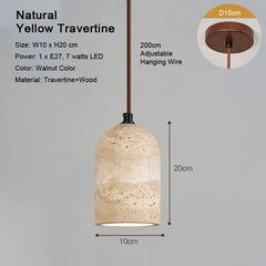 LED Natural Travertine Stone Pendant Light