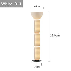 Nordic LED Glass Floor Lamp with Milky White Luster and Walnut Wood