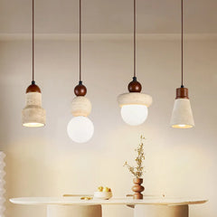 LED Natural Travertine Stone Pendant Light
