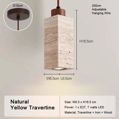 LED Natural Travertine Stone Pendant Light