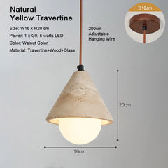 LED Natural Travertine Stone Pendant Light