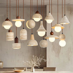 LED Natural Travertine Stone Pendant Light