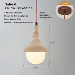 LED Natural Travertine Stone Pendant Light
