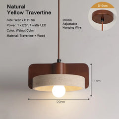 LED Natural Travertine Stone Pendant Light